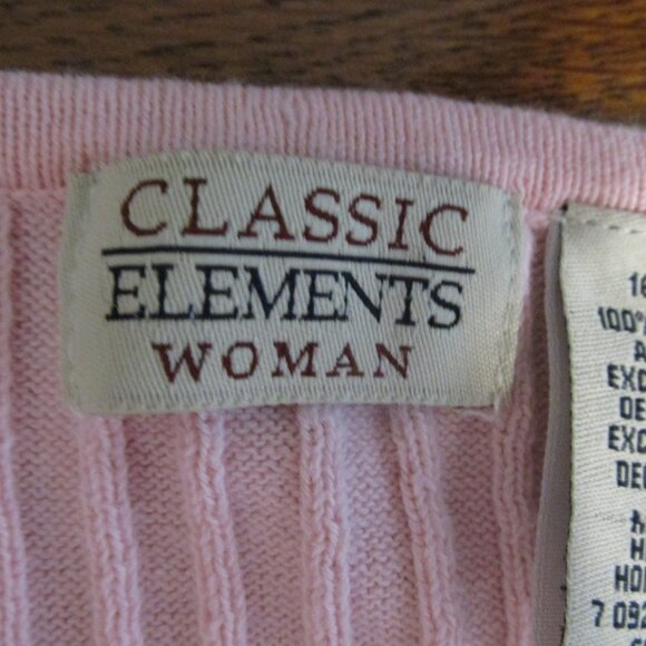CLASSIC ELEMENTS WOMEN'S SZ 16 / 18 W SWEATER PINK 3/4 SLEEVE CABLE KNIT BARBIE - Picture 5 of 8